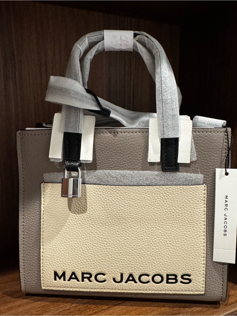 Marc Jacobs Cream and Taupe Colorblock Satchel